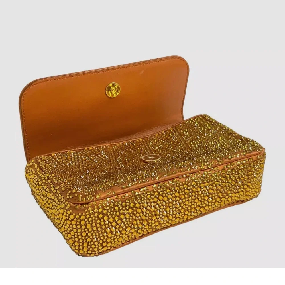 Versace Women's Gold Virtus Mini Embellished V Logo Shoulder Bag Clutch Sac